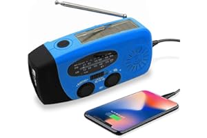 GEARTIST Upgraded Emergency Solar Weather Radio Hurricane Supplies Earthquake Kit Hand Crank Self Powered AM/FM/WB NOAA Wind up Survival Radios LED Flashlight 2000mAh Power Bank for iPhone Smart Phone （Blue）