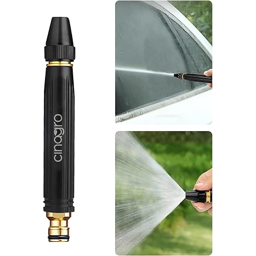 Cinagro Brass Spray Gun for 1/2 Inch Hose Pipe, Gardening, Car Wash, Bike Washing, High Pressure Water Sprayer Jet, Adjustable Washing Nozzle for Garden Hoses, Lawn Watering & Cleaning, 18 x 2.7 cm