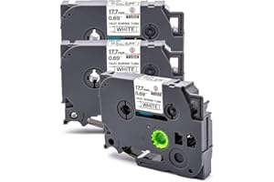 Anjonova 3X Kompatibel mit Brother P-Touch Schrumpfschlauch 17,7mm Hse-241 Hse 241 Etikettenband Schwarz auf Weiß für PT-E110 PT-E300 PT-E550W PT-D450 D600 PT-P750W PT-P950NW PT-2030 PT-2430PC