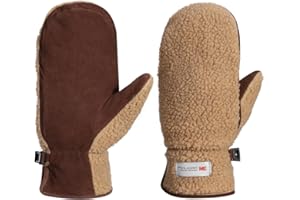 Harssidanzar Mitaines en cuir pour femmes pour l'extérieur chaud polaire hiver ski gants en peau de mouton daim