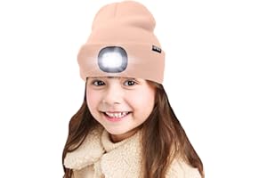 ATNKE Bambini LED Berretto Illuminato Cappelli, USB Ricaricabile 4 LED Torcia Impermeabile Cappelli Notte in Maglia Regali di Natale Leggeri per Ragazze dei Ragazzi