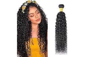 Jucames Extension Capelli Veri Umani Curly Wave Human Hair Bundles Tessitura 100% Unprocessed Virgin Remy Brasiliano Double Weft Extensions Colore Nero Naturale for Woman 14 Inch