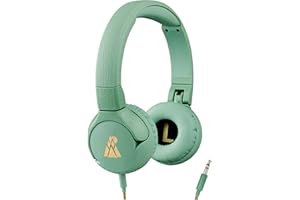 POGS Słuchawki dla dzieci | The Elephant | składane, wytrzymałe od 3 lat, z regulacją głośności, mikrofonem, ogranicznikiem 85 dB | funkcja dzielenia się muzyką | kabel AUX 1 m 3,5 mm (zielone)