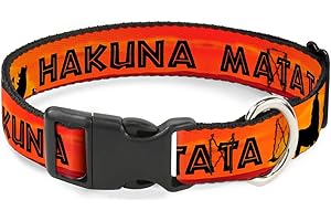 BUCKLE-DOWN Buckle Down Rey León Hakuna Matata Sunset Naranjas/Clip de plástico Negro Collar