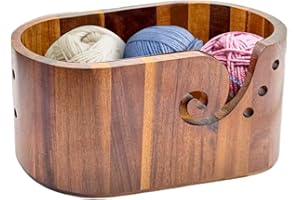 MIATTCLD Garnschale aus Holz, Garnschüssel Strickschüssel Aufbewahrungsschale Handgemachte Stricken Häkeln Zubehör und Zubehör Organizer, Überraschungsgeschenk für Strickliebhaber (Hellbraun)