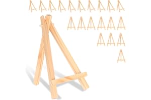 RUNXSAM 21 Pcs Petit Chevalet de Table, Mini Chevalet en Bois, 15 x 8 cmChevalet Peinture Portable Pliable Triangle pour Mariage Anniversaire Baptême Fête Décoration de Tables