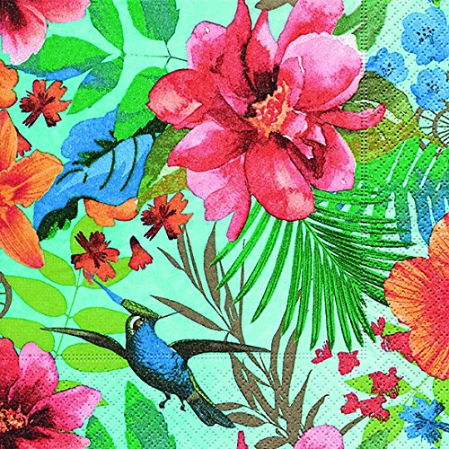 Preisvergleich Produktbild 20 Stück Serviette 25x25 cm Paradies Papagei Urlaub Südsee Cocktail