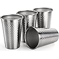 Hiceeden 4 Pack Stainless Steel Pint Cups, 17 OZ/ 500 ML Unbreakable Water Tumbler Metal Cups, Stackable Drinking Glasses for Camping, Party, Bar, Restaurant, Home, Outdoors, Shatterproof & BPA Free