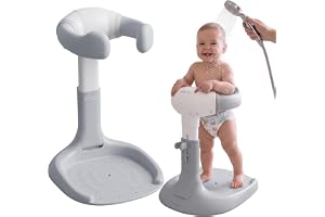 KiddyMoon duschställning i PP och PU för babybad badstöd | hopfällbar design, justerbar höjd, stabil bas, lätt att rengöra, från cirka 6 månader