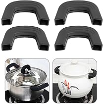 QUARKZMAN 4 Pcs Poignée D'assistance En Silicone Pour Casseroles Couvre- Poignée De Poêle Manchon De Protection Anti-dérapant Résistant à La Chaleur (Noir, Bord Carré Arc