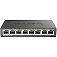 D-Link DGS-108 Switch 8 Porte Gigabit, Struttura in Metallo, Nero/Antracite