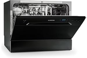 Klarstein Lavastoviglie 6 Coperti, Lavastoviglie Libera Installazione Silenziosa con 6 Programmi di Lavaggio, Mini da Tavolo Compatta e Facile da Installare