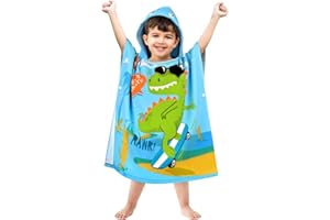 BTNEEU Asciugamano Poncho Mare Bambino Telo Mare con Cappuccio Super Assorbente Asciugatura Rapida Accappatoio a Poncho per Bambini 2-6 anni