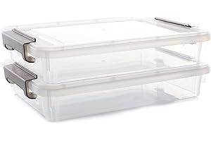 CITYLIFEHOUSE Citylife 2Pack A4 Storage Boxes, 4.5L plastic box with Lids, Stackable and with Handles, 10 Multi-Sized Drawer Organisers with Removable for Jewelry, Gadgets and Makeup, bead