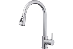 MILOT Kitchen Sink Taps Mixer with Pull Out Spray | 360°Swivel Single Handle Kitchen Tap | 3 Spray Mode | Brass Pull Out Spray Single Handle Kitchen Tap | Polished Chrome