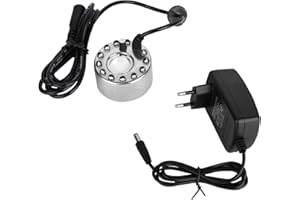 Hangrow Nebulizzatore ad ultrasuoni con 12 luci colorate, nebulizzatore a ultrasuoni da 24 V, mini macchina per nebbia per acquari di pietra con luci colorate (B)