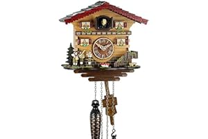 WHATMATTER Eble 18670 - Reloj de Cuco (Madera auténtica, Mecanismo de Cuarzo, Funciona con Pilas)