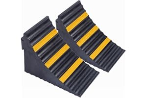 bimiti Lot de 2 cales de roue en caoutchouc antidérapant pour charges lourdes - Noir et jaune - 25 x 16 x 19 cm - Convient pour camping-car, remorque, voiture