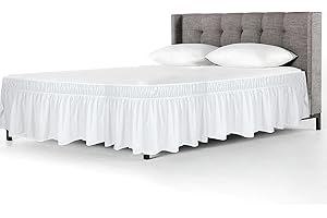 BTSAE Bettrock mit Rüschen, Betthusse 180x200 cm, Bettwäsche Rüschen mit Doppeltes Gummiband, Ruffled Solid Bed Rock, Elastische Bett Wrap für 40 cm Hohes Bett, Weiße Bettrock (180×200 cm)