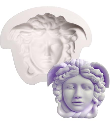 Grainrain Silikonform Für Kerzen & Harz – Gorgon Medusa Design, Zylinderform Mit Wellenspirale (D50)