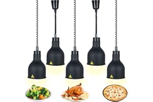 VFDZ Lebensmittel Wärmelampe, Kommerzielle Speisenwärmer Lampe, 250W Wärmelampe für Speisen, Buffet Heizlampe Einziehbares Hängende für Buffets und Küche Esszimmer(C-19cm, 5 Stück)