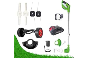 Best Direct Rotorazer Débroussailleuse électrique 8 en 1, 2 batteries 21 V, coupe-bordures, tondeuse, coupe-gazon, divers accessoires, tête pivotante à 90° (tondeuse + 1 batterie)