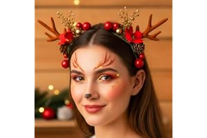 Unicra bandeau de noël bois bandeau élan cerf cornes d'animaux chapeaux pièce de cheveux Halloween accessoires de cheveux (09)