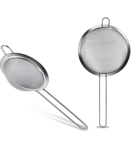 Lot De 4 Passoires En Inox Avec Crochets - Tamis Fin Pour Farine, Pâtes, Légumes - Tailles 8cm à 20cm - Pour égouttage Et Rinçage