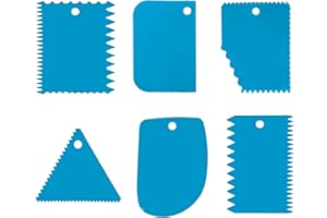 LIERFIS 6 Pcs Raspador de Pasteles, Raspadores De Masa De PláStico, Raspador de Pastel para Pasteles, ReposteríA, Pan, Tortitas (Azul)