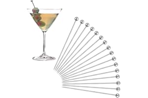 YNR Palillos de Cóctel de Acero Inoxidable Palitos de Fruta Palillos Cóctel de Acero Inoxidable Brochetas Frutas Palitos Decorativos para Cóctel Pinchos de Martini de Metal 16 Piezas