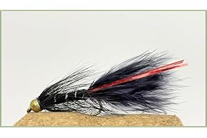 JUST CATCH BARBLESS Goldhead Black Red Flash Damsel Trout Flies size 10, choose the amount required, Best Lure Flies