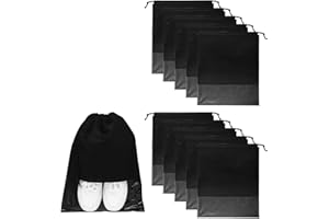 Pumuky 10 Pièce Sac à Chaussures de Voyage,Grands Housses de Chaussures,32 X 44cm Sacs à Chaussures Anti-poussière avec Fenêtre Transparente pour la Vie Quotidienne et Les Voyages(Noir)