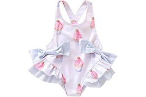Geagodelia Costume da Bagno Intero Neonata Bambina 0-7 Anni Smanicato Stampati Cartoon Carino Bikini Bimba Multicolori