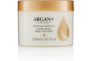 ARGAN+ 5 OIL BLEND Argan+ Ultra Rich Body Butter, Moroccan Argan Oil Vegan Moisturising Body Cream, 300ml