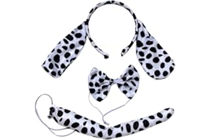 She's Shining Grazioso set di orecchie di cane per capelli, con fiocco e coda, accessorio per capelli per donne e ragazze (macchiato)