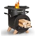 blumfeldt Braciere da Giardino, Bracere da Esterno Legna Esagonale, Braciere con Supporto, Braciere da Esterno Resistente alle Intemperie in Acciaio, Copertura Barbecue, per Campeggio e Terrazzo