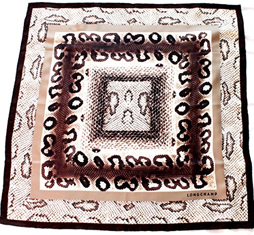 Preisvergleich Produktbild Longchamp Seidentuch 69 x 69cm Reptil Look Kaki und Schwarz scarve