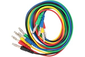 WALFRONT 5 Sztuk Multimetr Przewód Testowy Przewód Bananowy Przewody Sondy P1043 4mm Kolorowe Plastikowe Wtyk Bananowy Linia Testowa z Męskiego na Męskie Formowana Wtryskowo Izolacja Chroń dla Multimetru