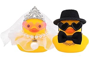 ZGGZHEIM 2er Set Quietscheente Hochzeitspaar, Lustiges Hochzeitsgeschenk für Brautpaar, Gummiente Braut und Bräutigam mit Herzbrille,Schleier & Zylinder, Badeente Hochzeit,Wedding Gift & Deko,geschenk hochzeit