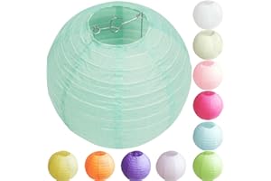 Time to Sparkle Tissue Paper Round Lanterns LampShade Lamp Shade Wedding Birthday Party Decoration | Mint Green, 8"(20cm) |
