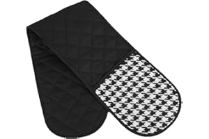 LEBKFT Double-sided Oven Gloves, Heat Resistant Oven Mitts Anti-Slip Black Double Oven Glove for Baking and Grilling Kitchen Gloves Cooking and Oven Safety，Withstand 300°F
