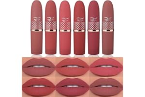 Beteligir 6 couleurs rouge à lèvres Mat Set lisse Nude Lipstick Coupe antiadhésive imperméable à l'eau longue durée Nude couleur lèvres maquillage filles et femmes Gift Set Matte Lipstick Set (Set 02)