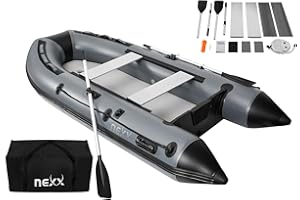 MK-ANGELSPORT NEXX - Barco de pesca (330 cm, incluye 2 remos y kit de reparación), color gris claro