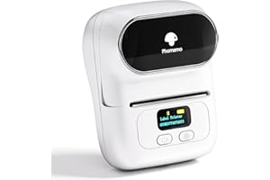 ‎PHOMEMO Phomemo M110 Mini drukarka etykiet z kodami kreskowymi Bluetooth, mała przenośna drukarka etykiet termicznych do odzieży, supermarketu, handlu detalicznego, biznesu, kompatybilna z telefonem i