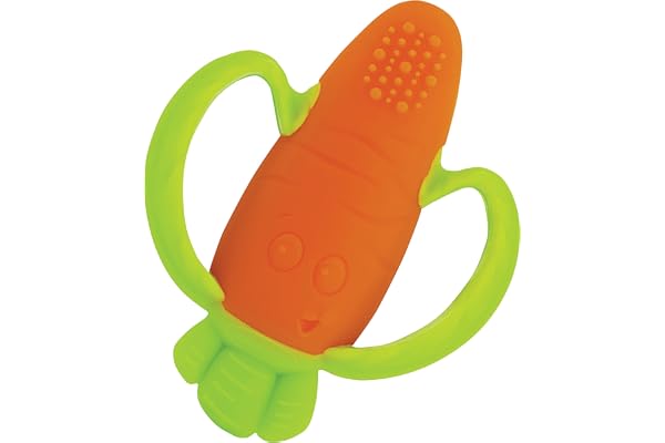 INFANTINO Petite carotte en silicone à mordiller pour soulager la poussée dentaire et développer les sens avec une surface texturée-Tient parfaitement dans les mains de bébé