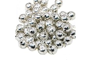 DUORIES 100 cascabeles de Metal Plateado,cascabeles de Hierro con Ojal,decoración de Navidad,Bodas,Colgantes para Manualidades,fabricación de Joyas,Mascotas,Campanas de Viento,decoración de Navidad,8 mm
