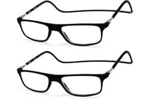 NEW VISION Lunettes 2 pack, Lunettes Loupe, Lunettes De Lecture Magnétique, Longueur RéGlable Lunette De Lecture Homme Femme, NV2904 (2NOIRC6, 2.5, x)