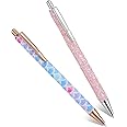 ASTER 2 Pcs Air Release Weeding Pen, Retractable Pin Pen Weeding Tool for Vinyl, Glitter Metal Tint Tools Pin Pen for DIY Craft Vinyl Project (Blue+Glitter)