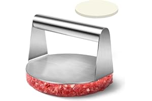 WANGCHAOJIU Pressa per Hamburger, Pressa per Smash Burger Pressa, 14cm Schiaccia Hamburger Attrezzo in Acciaio Inox, Macchina per Hamburger Strumento per Hamburger Bistecche Pancetta Grigliate +100 Carta Oleata