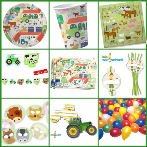 6 Einladungskarten * Trecker * für Kindergeburtstag von DH-Konzept // BHEKARTE001 // Kinder Geburtstag Party Jungen Bauernhof Farm Tiere Traktor Einladung Karte Kinder Geburtstag Party - 2